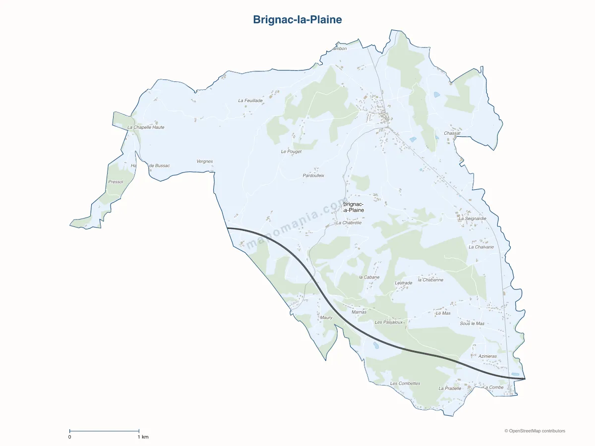 Carte de Brignac-la-Plaine à personnaliser