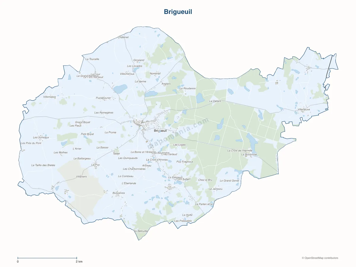 Carte de Brigueuil à personnaliser