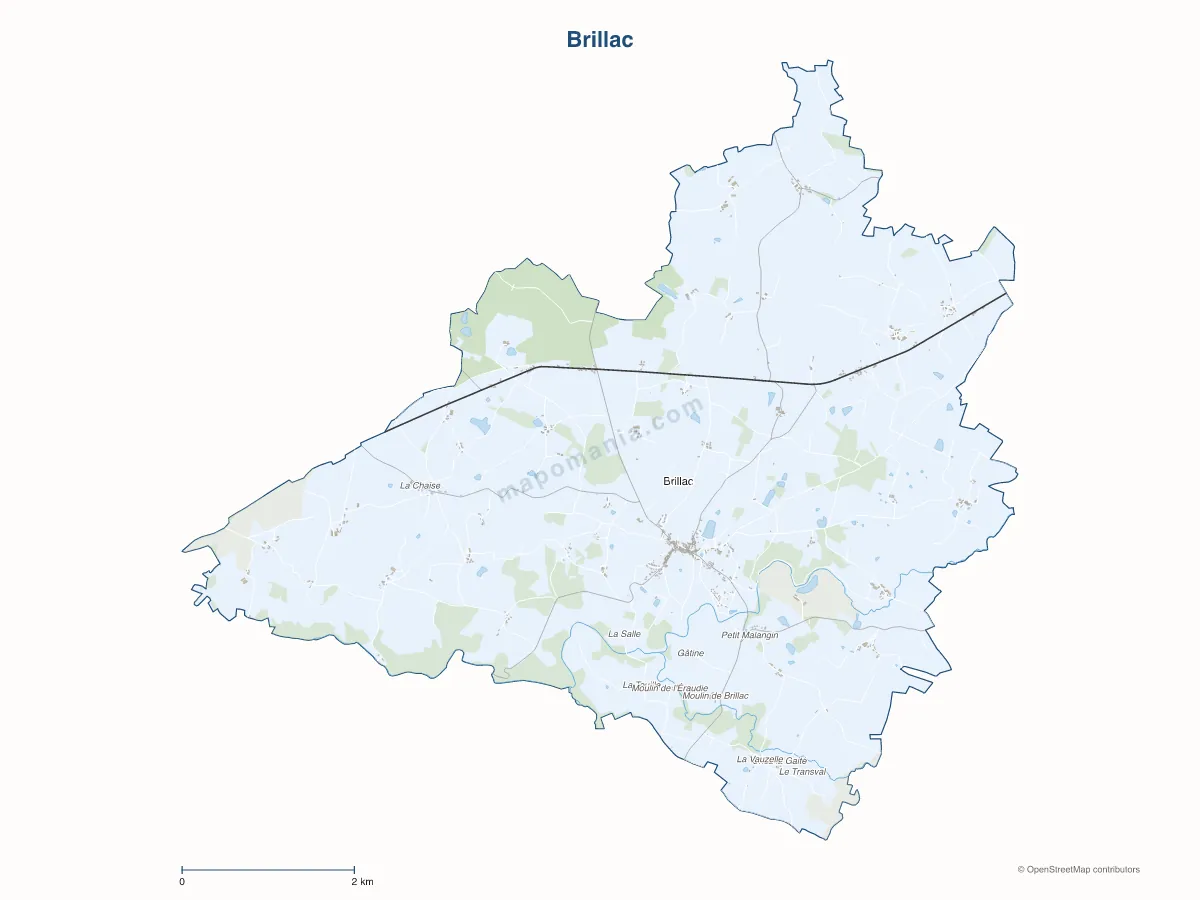 Carte de Brillac à personnaliser