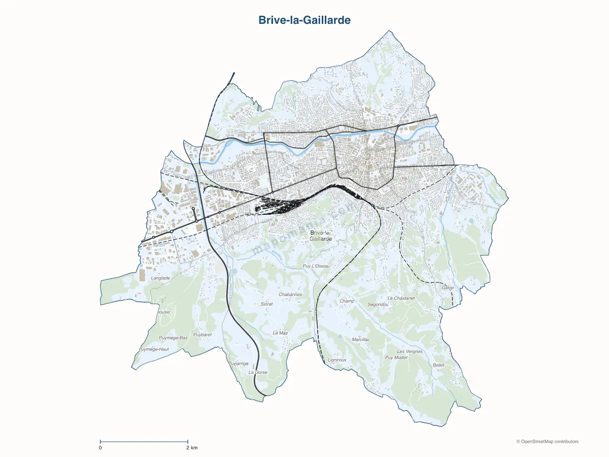 Carte de Brive-la-Gaillarde à personnaliser