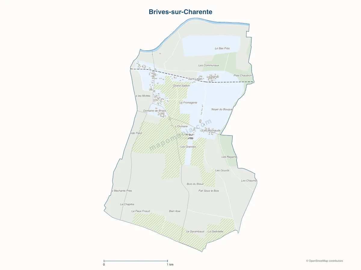 Carte de Brives-sur-Charente à personnaliser