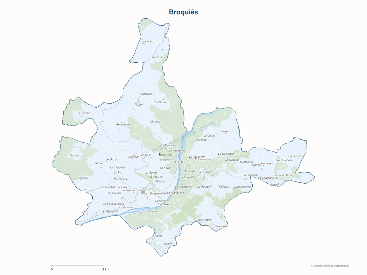 Carte de Broquiès à personnaliser