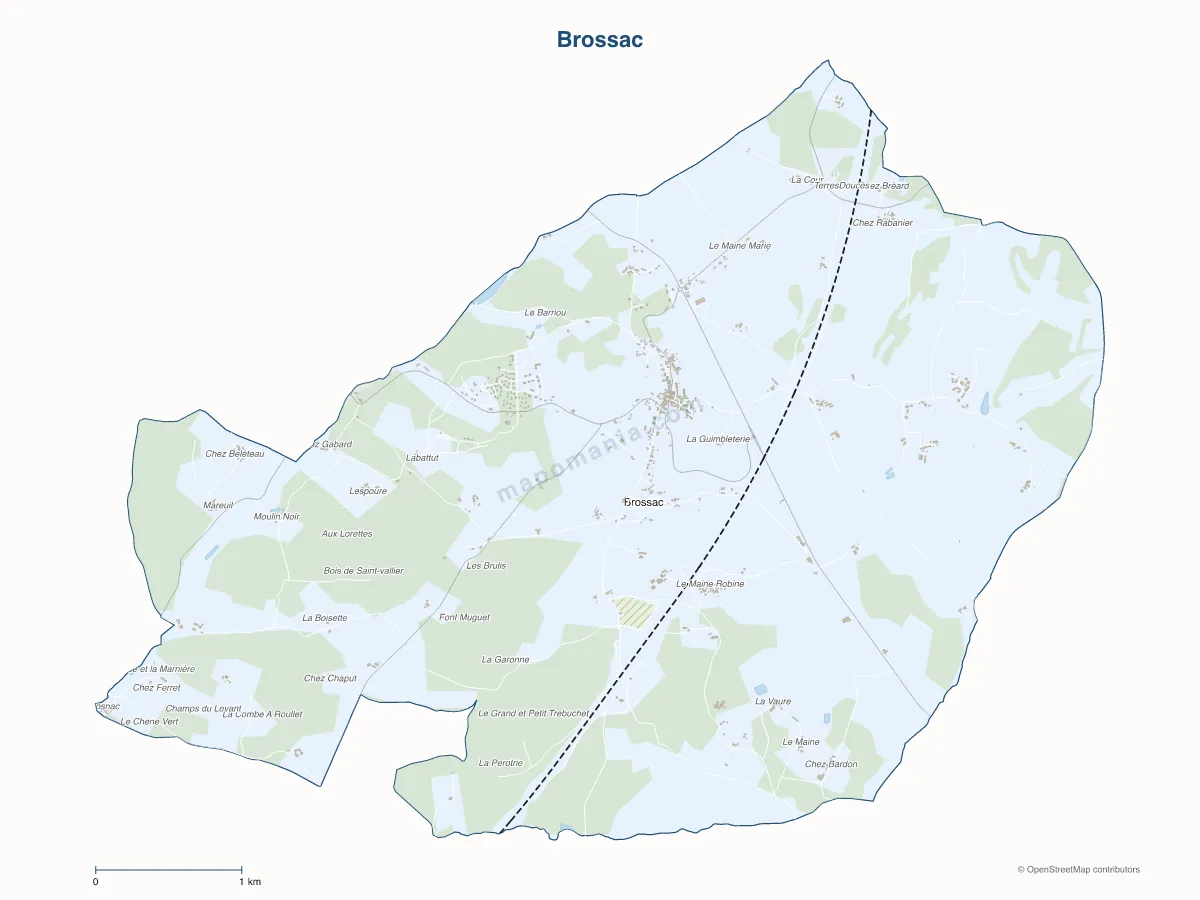 Carte de Brossac à personnaliser