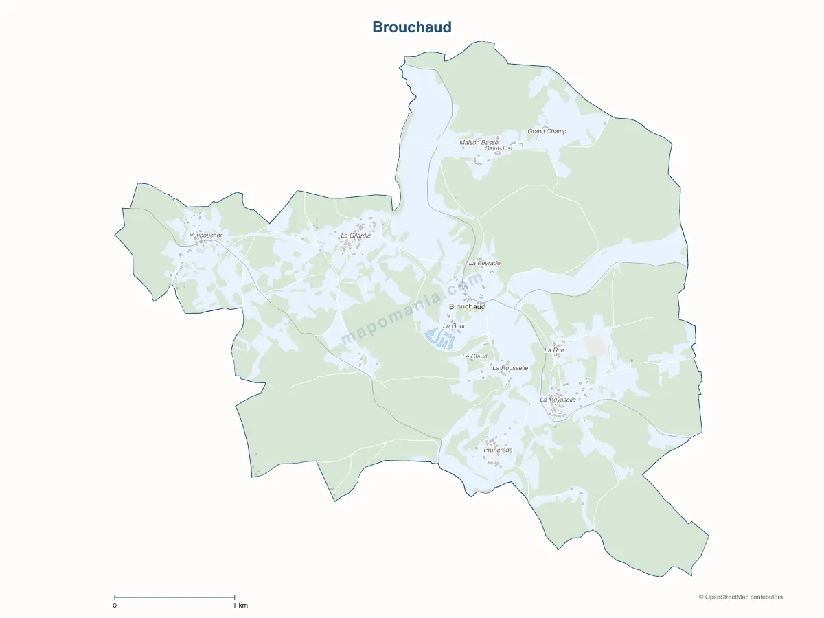Carte de Brouchaud à personnaliser