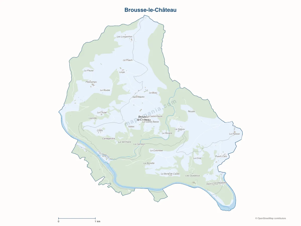 Carte de Brousse-le-Château à personnaliser