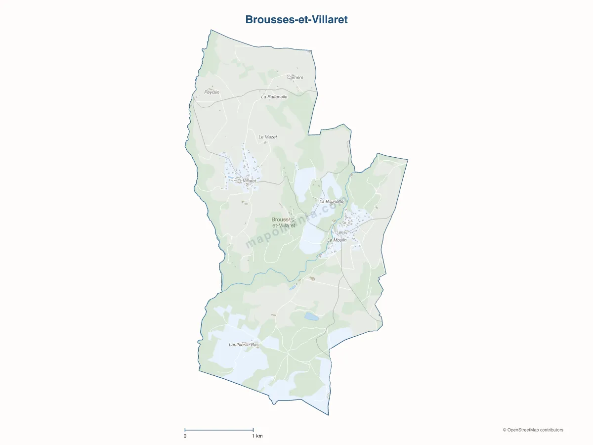 Carte de Brousses-et-Villaret à personnaliser