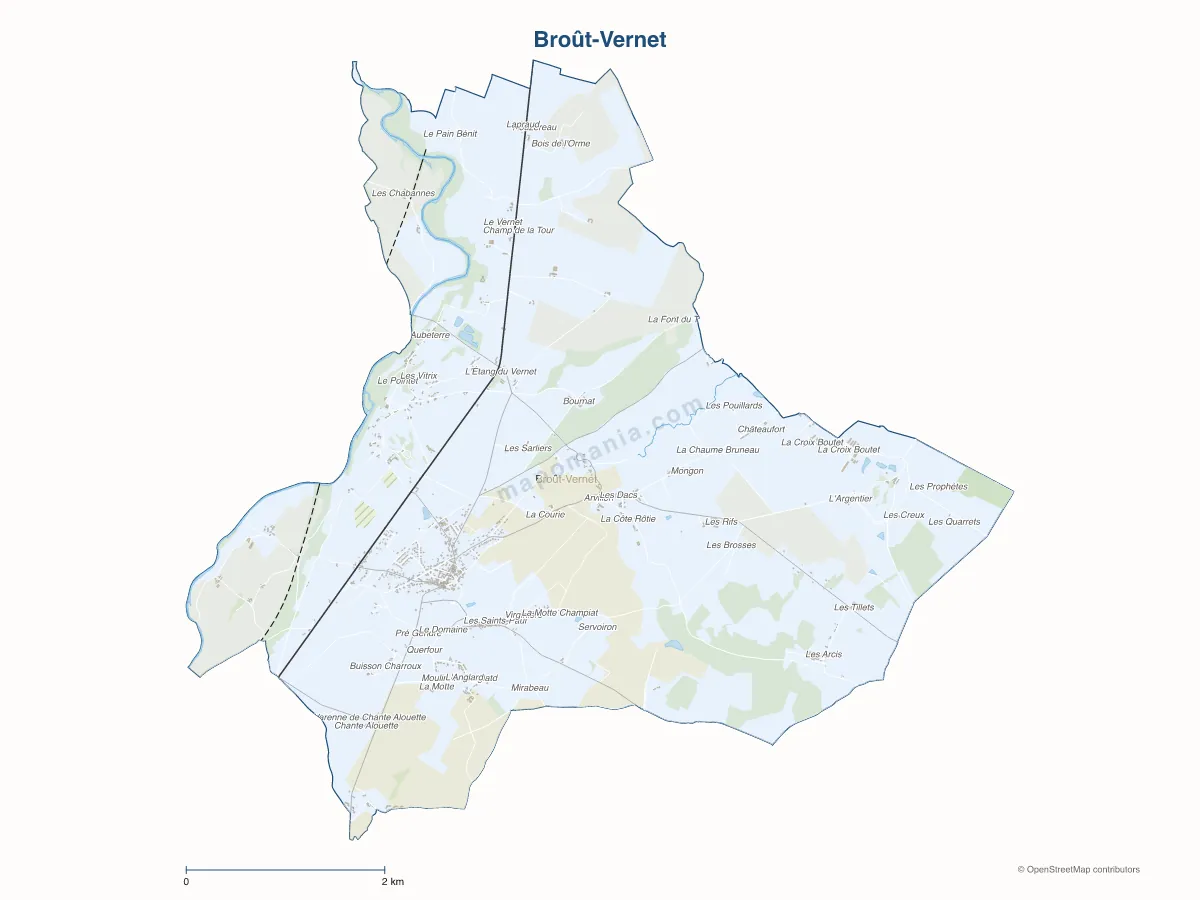 Carte de Broût-Vernet à personnaliser