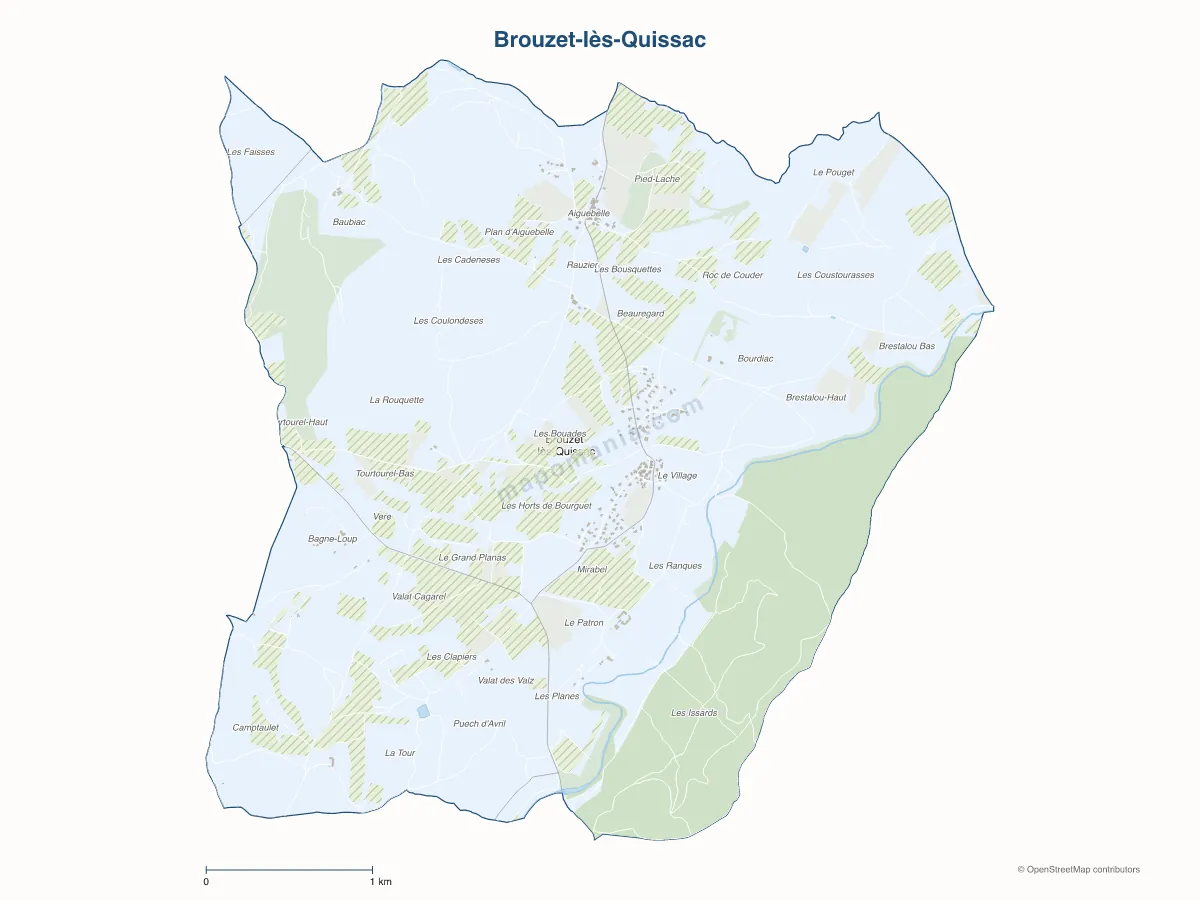 Carte de Brouzet-lès-Quissac à personnaliser