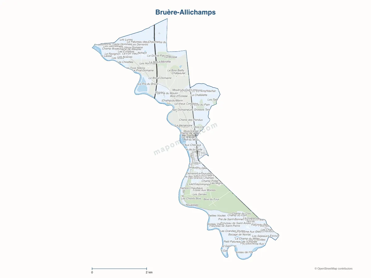 Carte de Bruère-Allichamps à personnaliser