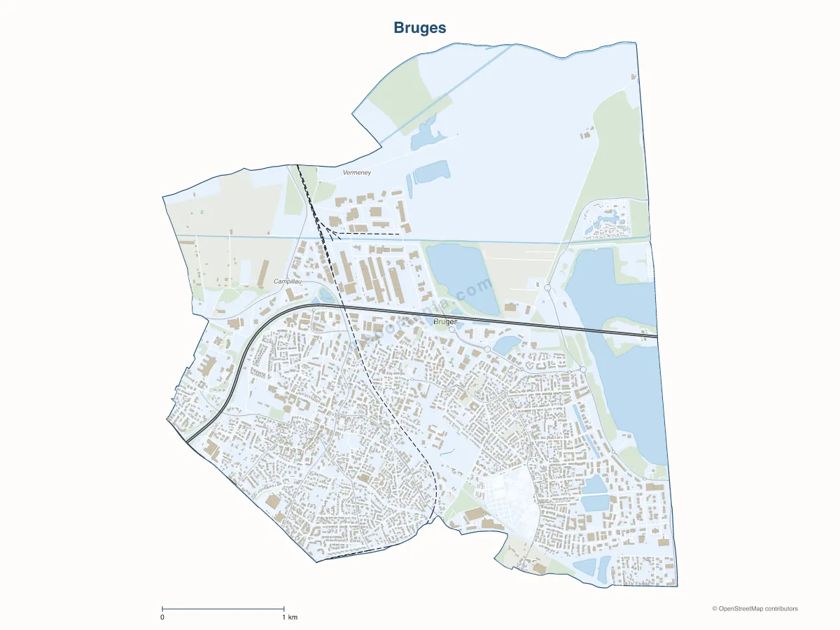 Carte de Bruges à personnaliser
