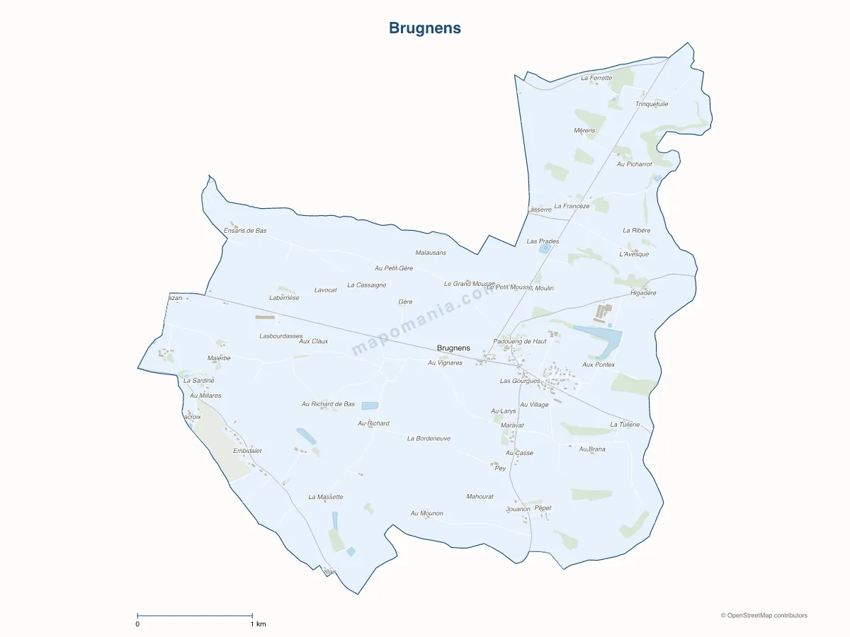 Carte de Brugnens à personnaliser