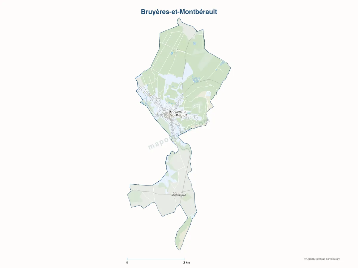 Carte de Bruyères-et-Montbérault à personnaliser