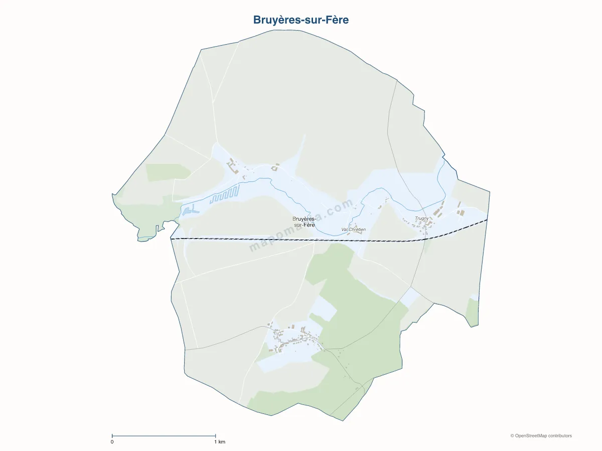 Carte de Bruyères-sur-Fère à personnaliser