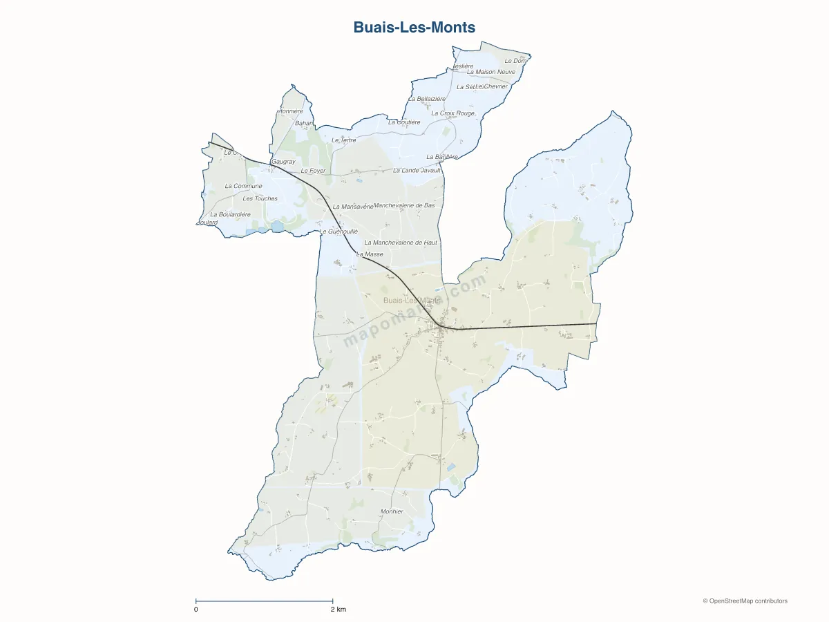 Carte de Buais-Les-Monts à personnaliser