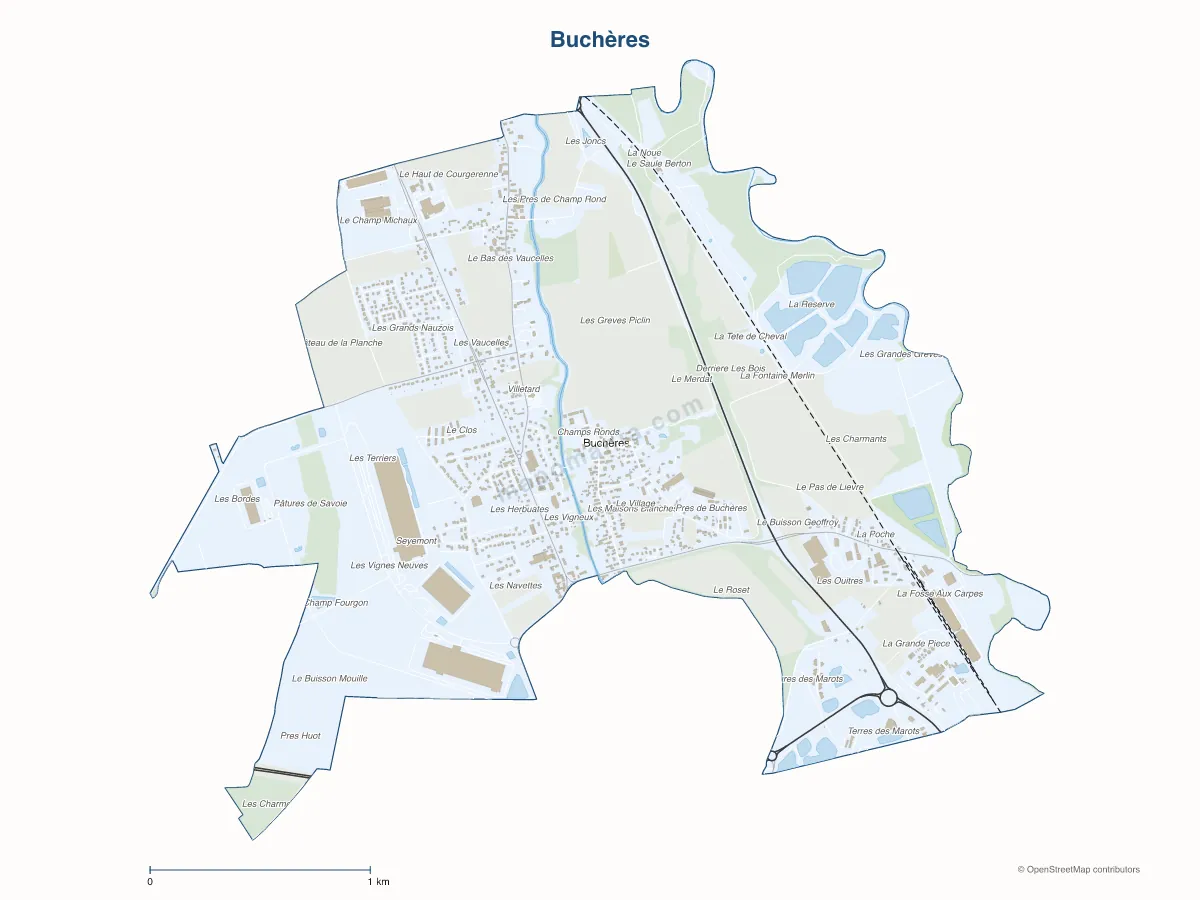 Carte de Buchères à personnaliser