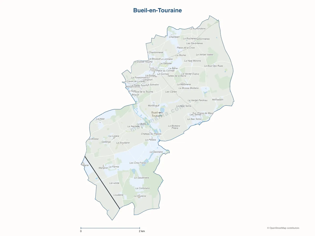Carte de Bueil-en-Touraine à personnaliser