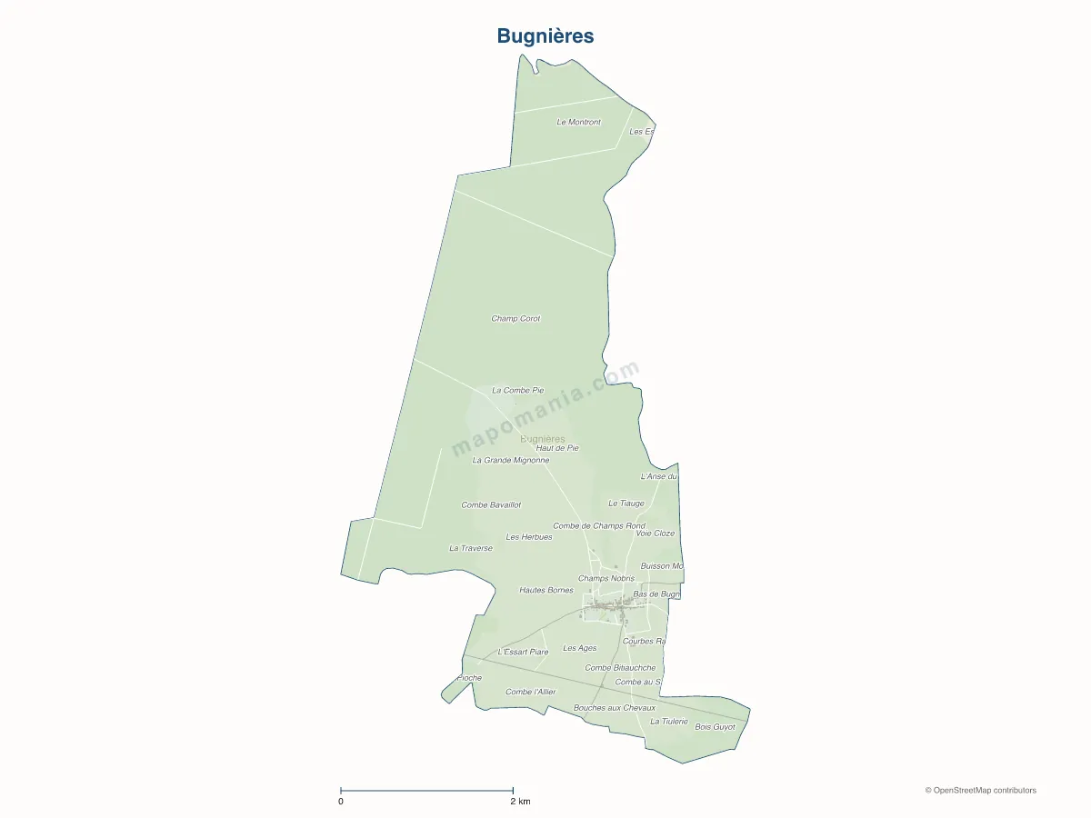 Carte de Bugnières à personnaliser