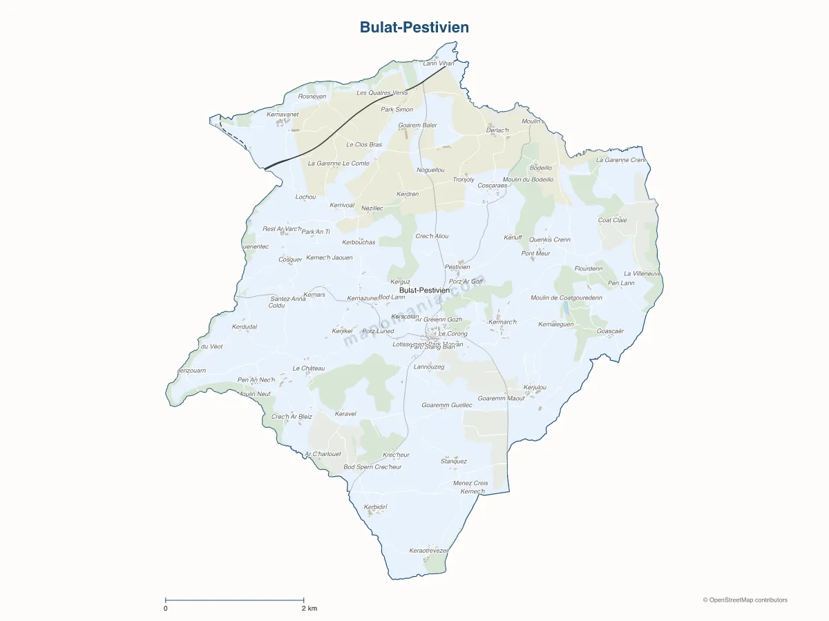 Carte de Bulat-Pestivien à personnaliser