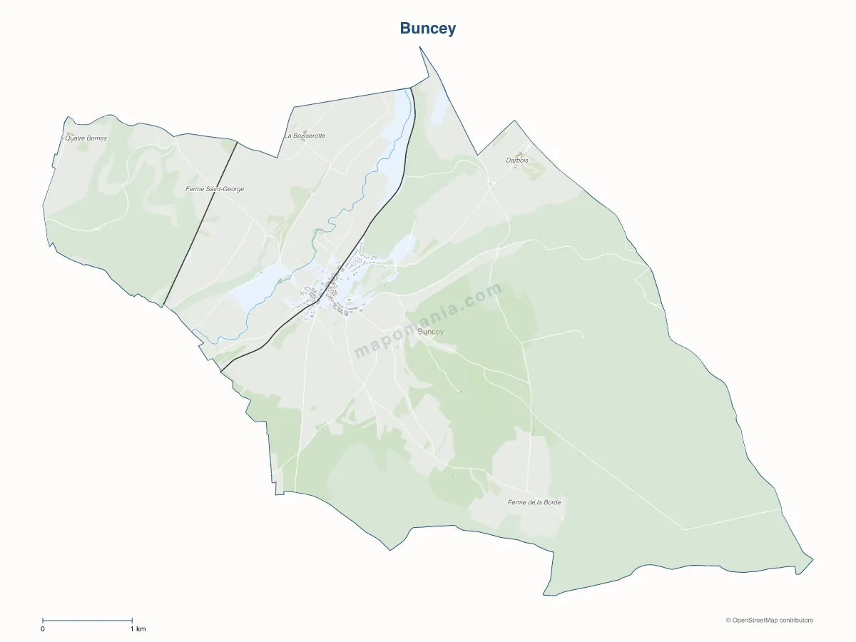 Carte de Buncey à personnaliser
