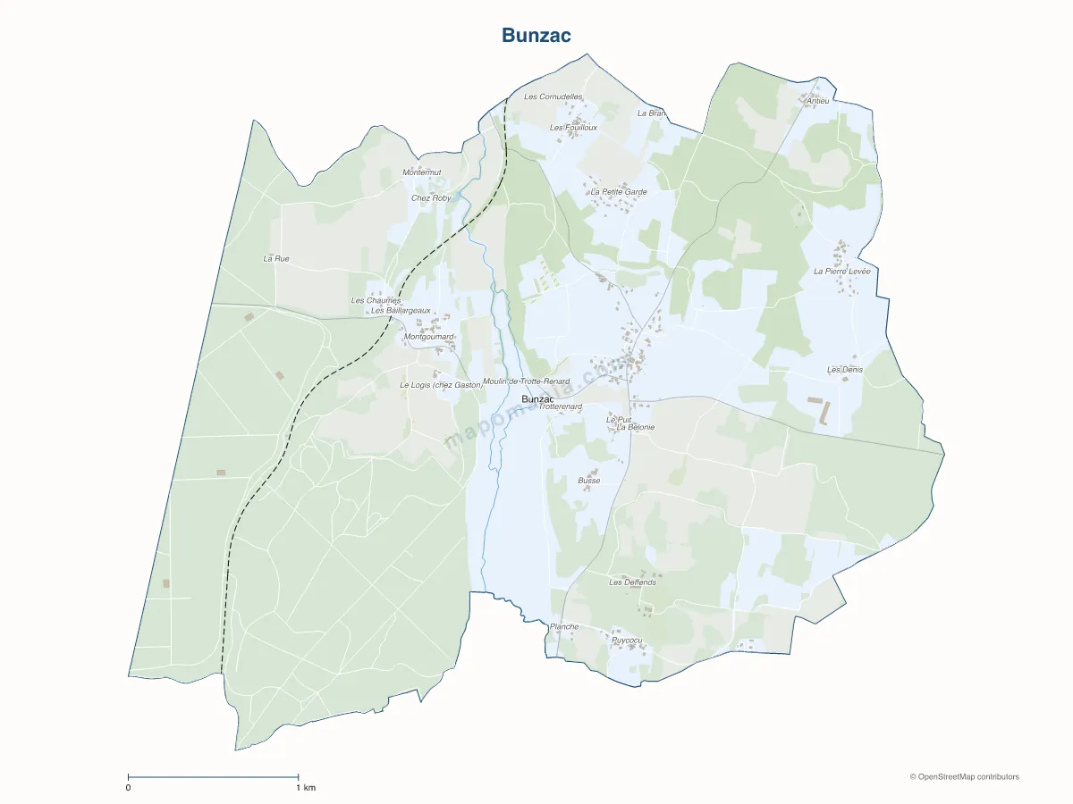 Carte de Bunzac à personnaliser