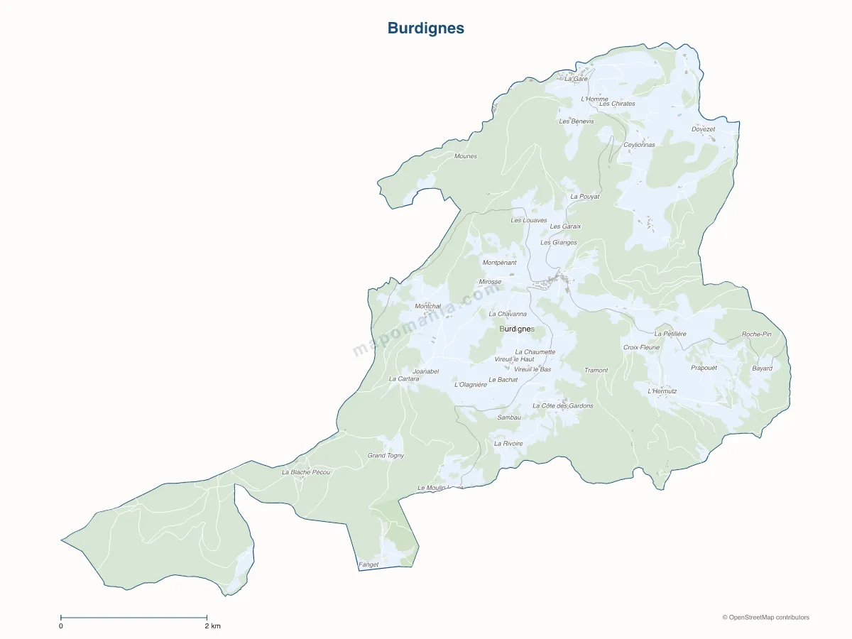 Carte de Burdignes à personnaliser