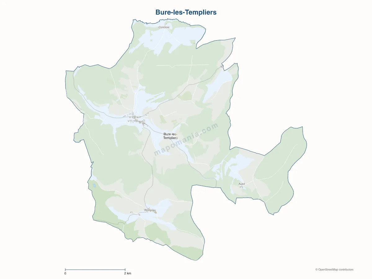 Carte de Bure-les-Templiers à personnaliser