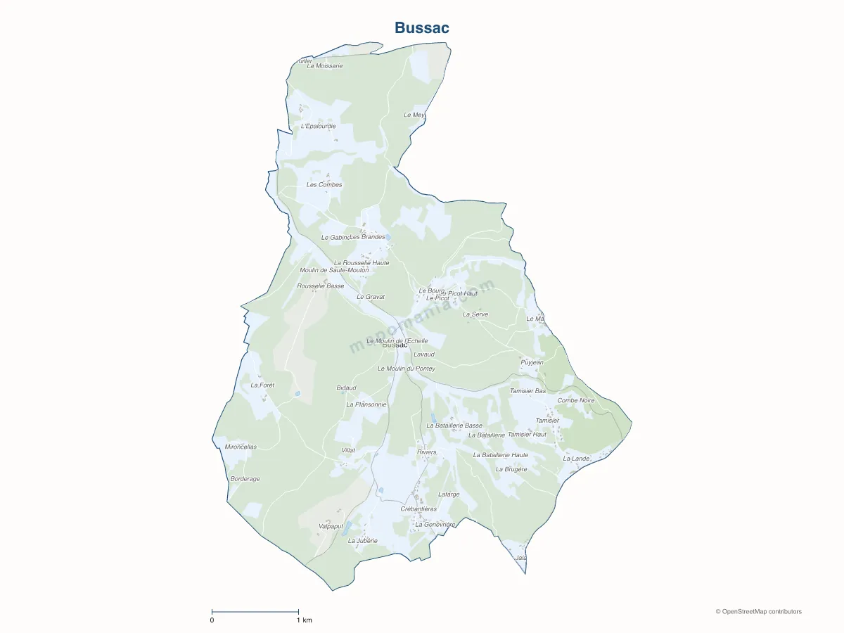Carte de Bussac à personnaliser