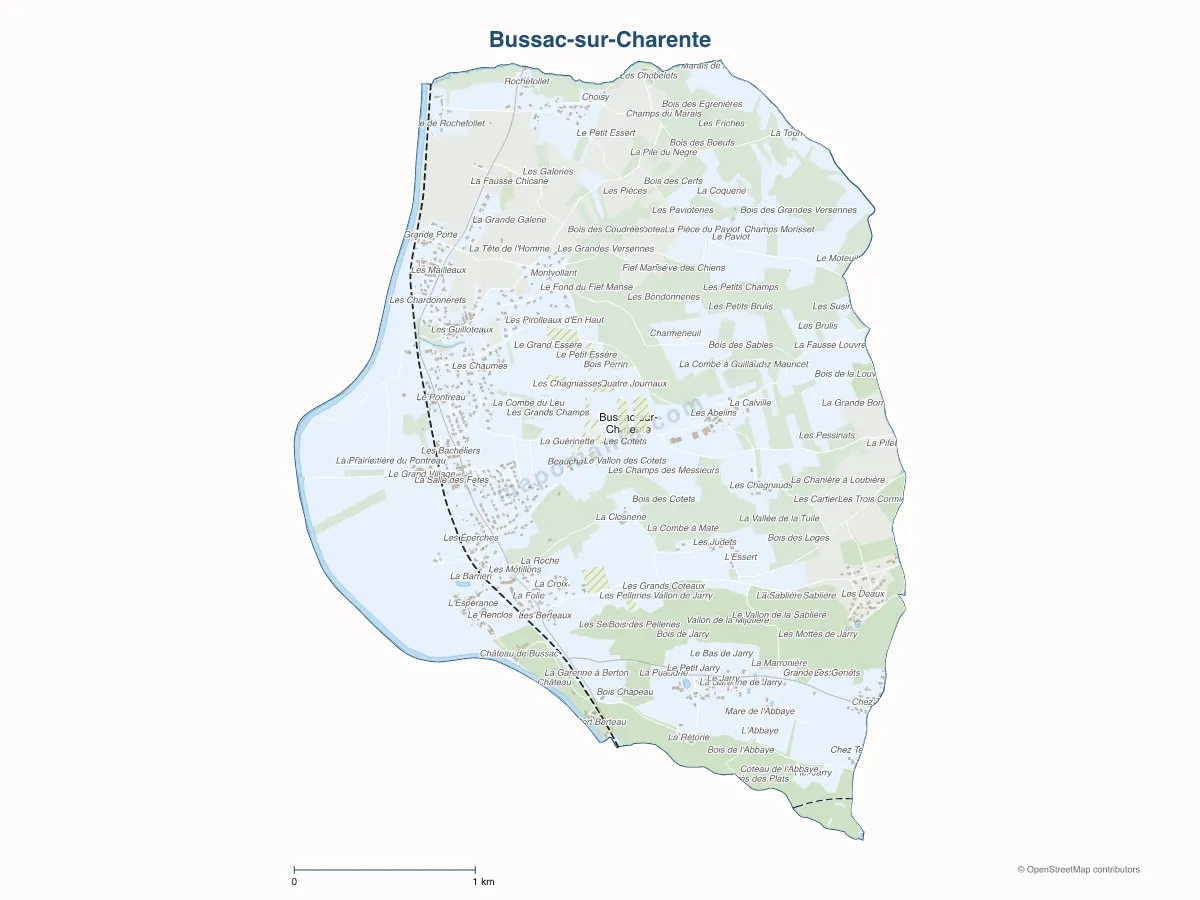 Carte de Bussac-sur-Charente à personnaliser