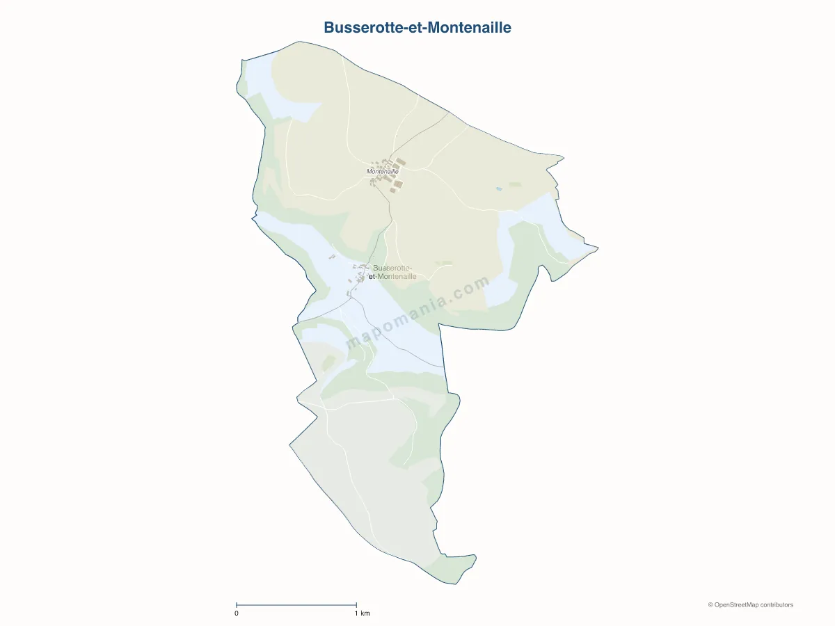 Carte de Busserotte-et-Montenaille à personnaliser