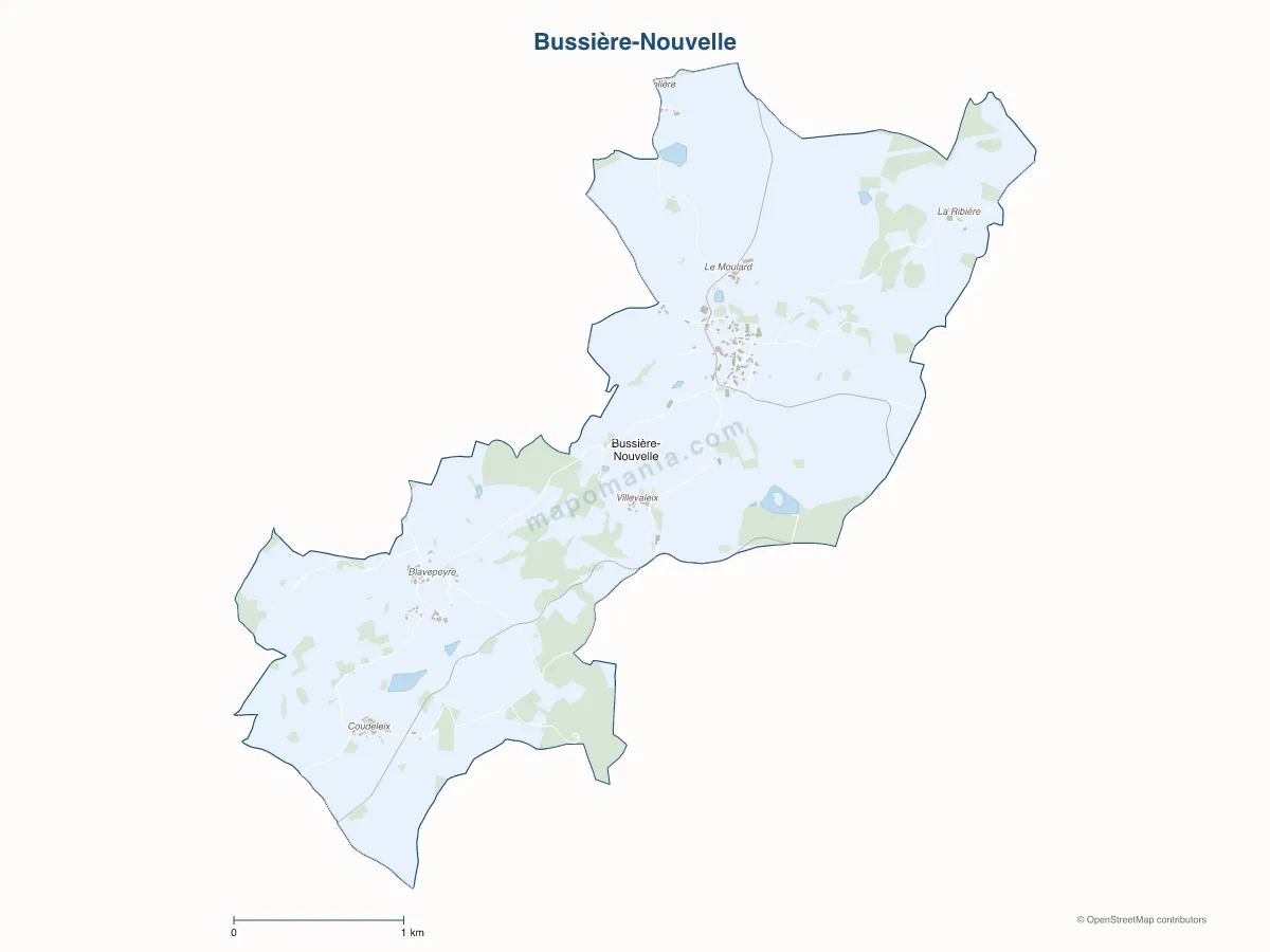Carte de Bussière-Nouvelle à personnaliser