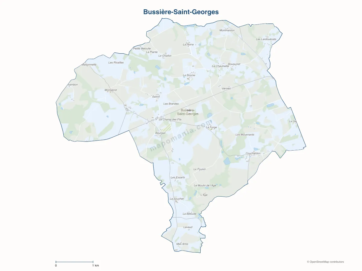 Carte de Bussière-Saint-Georges à personnaliser