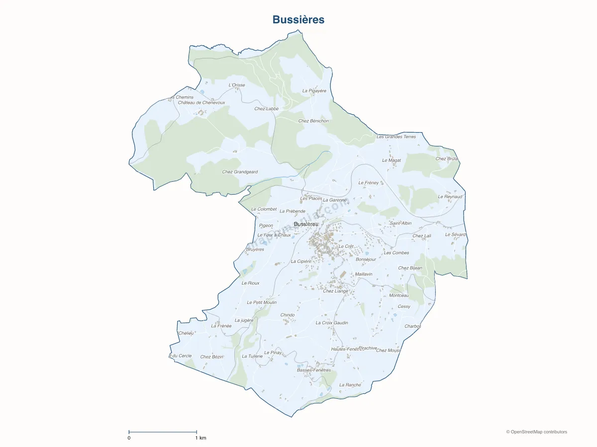Carte de Bussières à personnaliser
