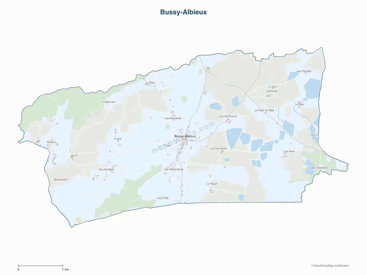 Carte de Bussy-Albieux à personnaliser