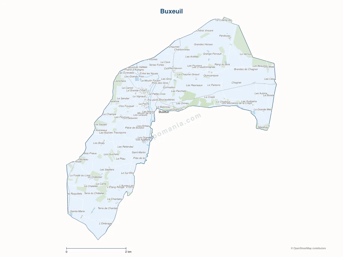 Carte de Buxeuil à personnaliser