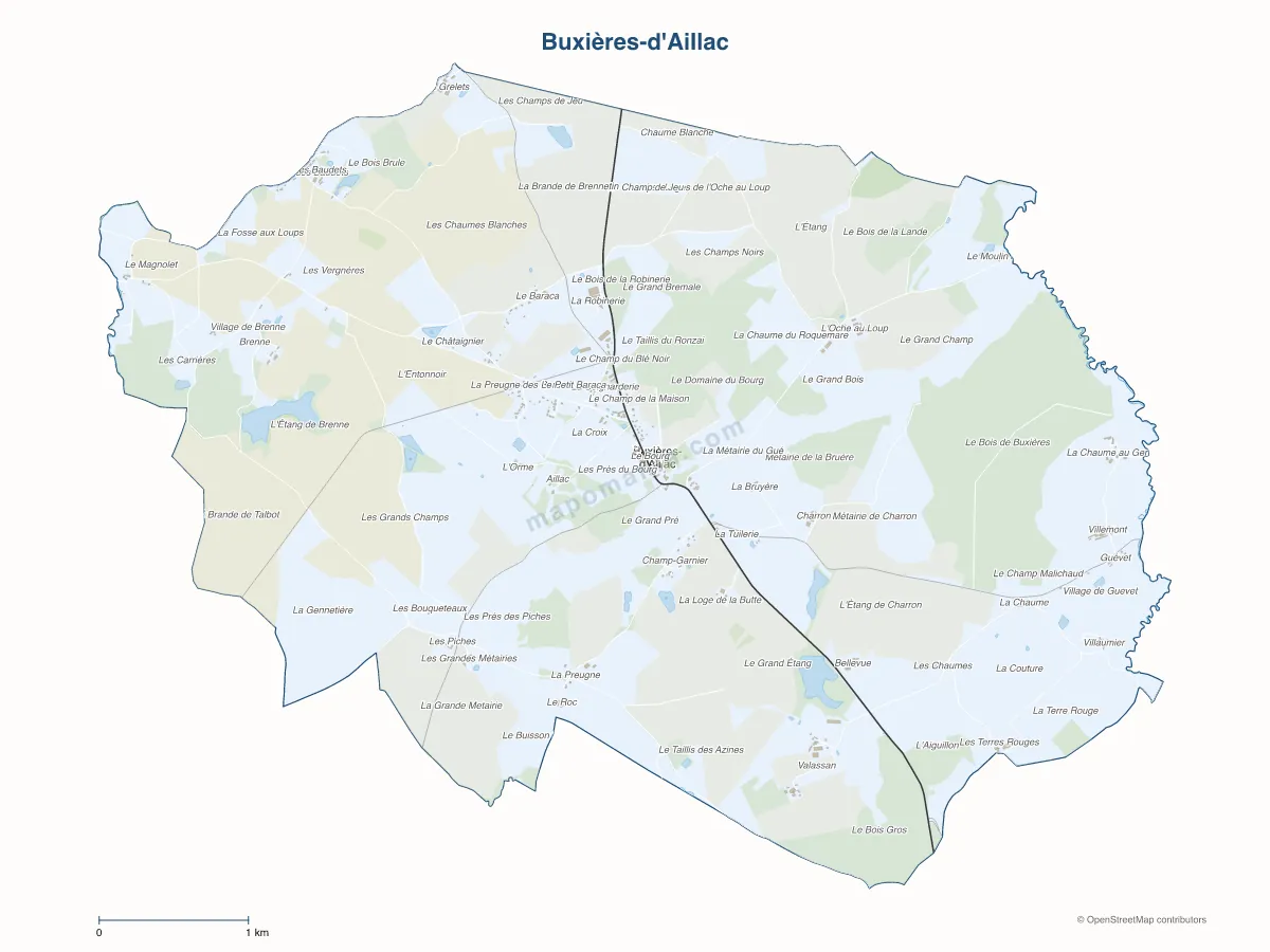 Carte de Buxières-d'Aillac à personnaliser