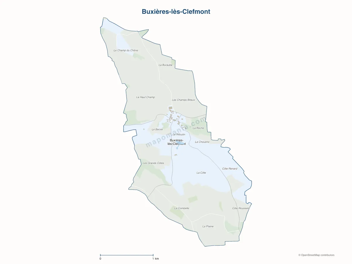 Carte de Buxières-lès-Clefmont à personnaliser
