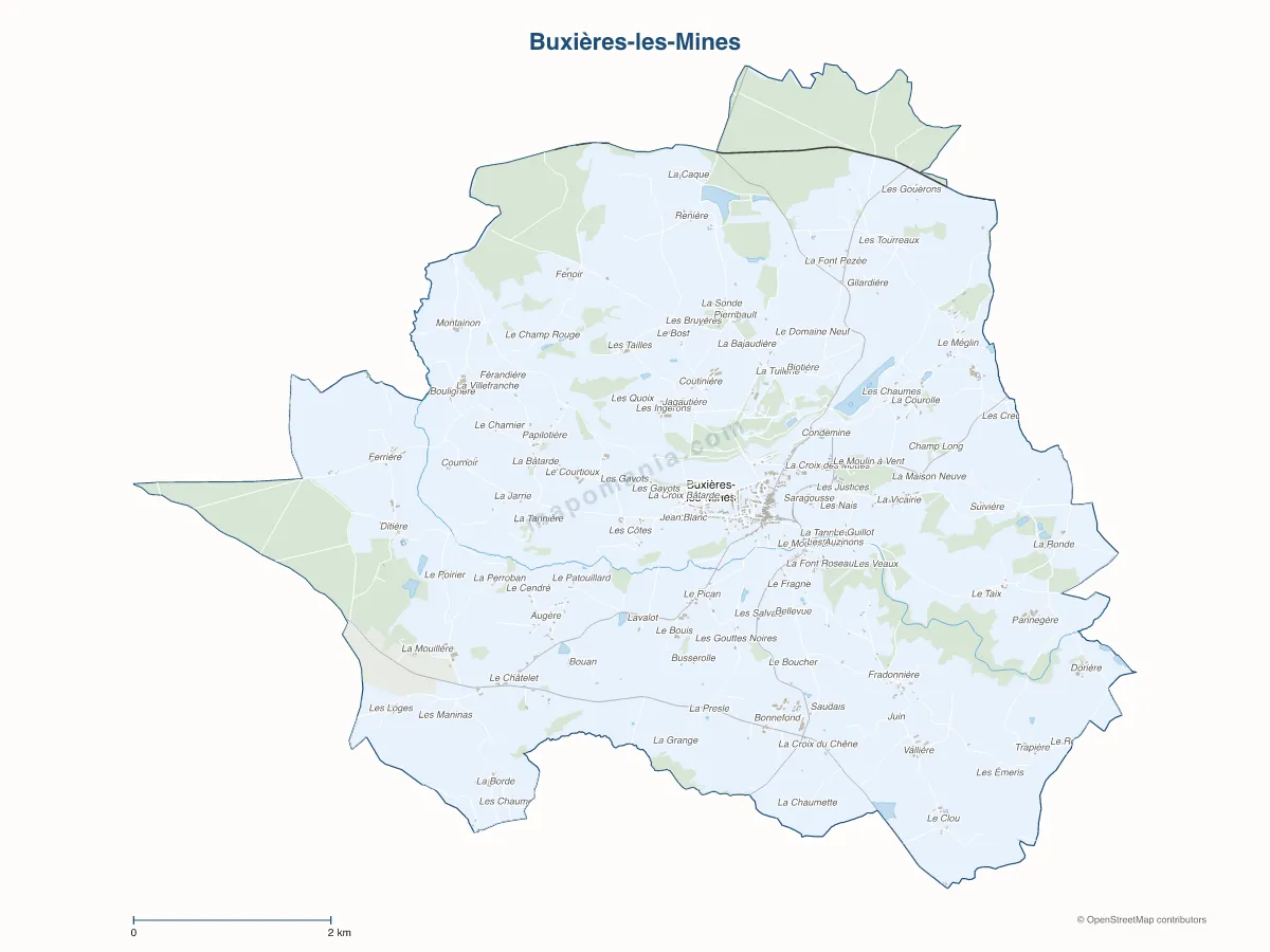 Carte de Buxières-les-Mines à personnaliser