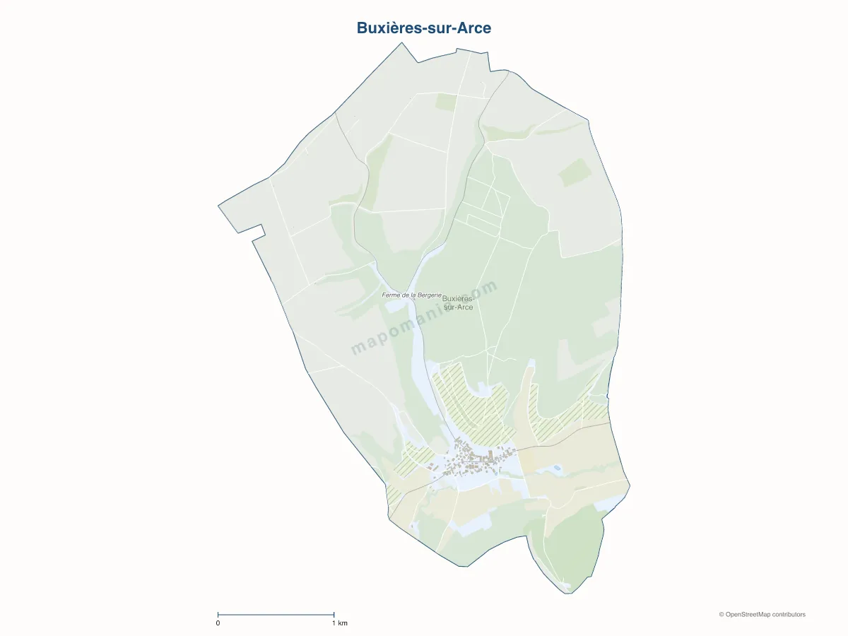 Carte de Buxières-sur-Arce à personnaliser