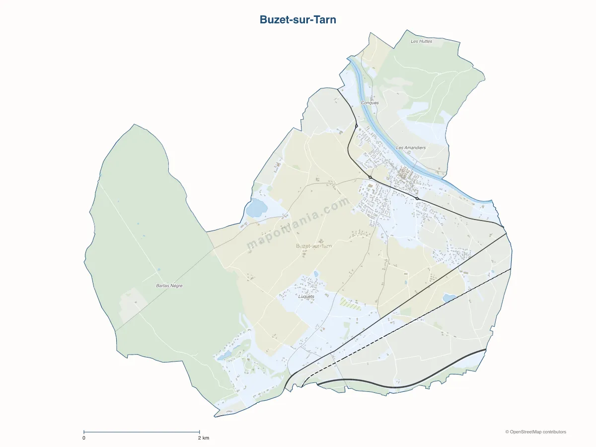 Carte de Buzet-sur-Tarn à personnaliser