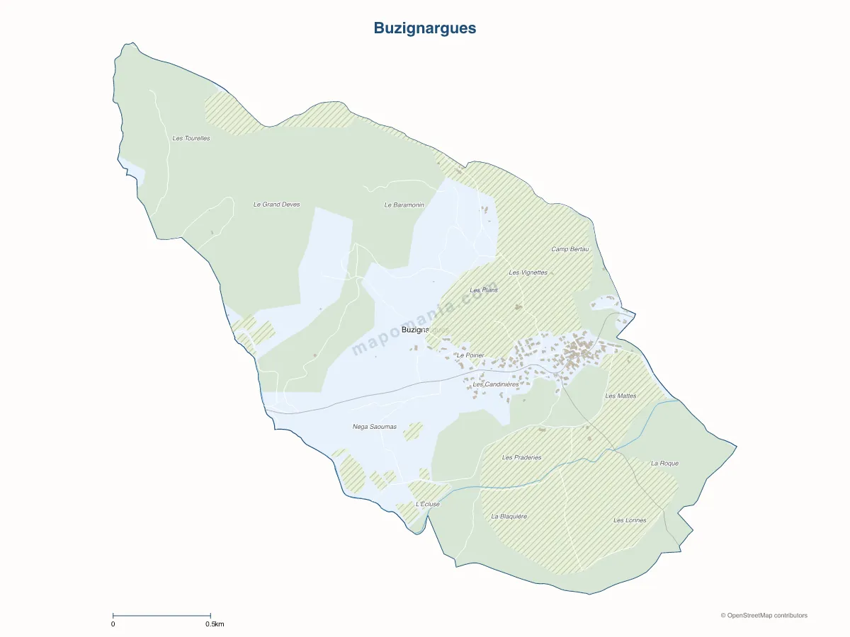 Carte de Buzignargues à personnaliser