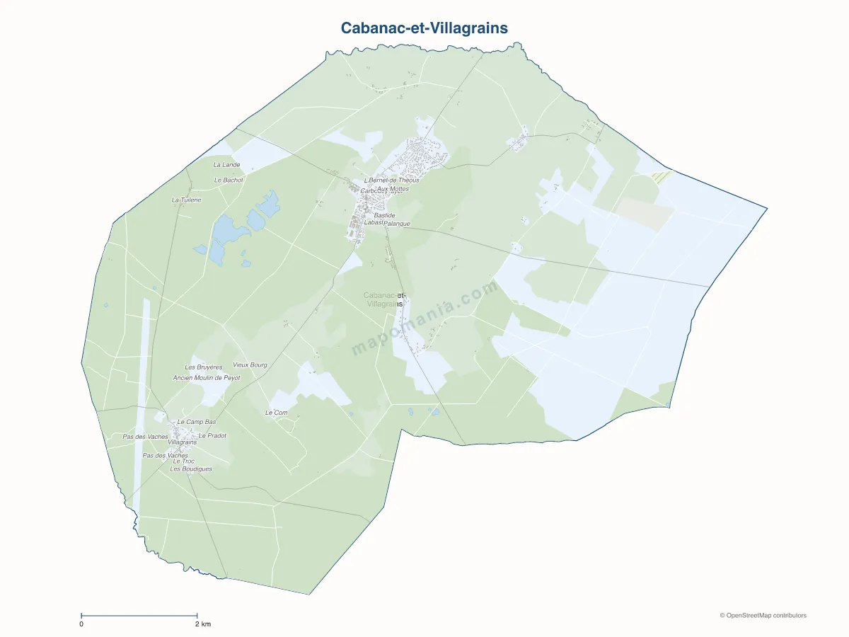 Carte de Cabanac-et-Villagrains à personnaliser