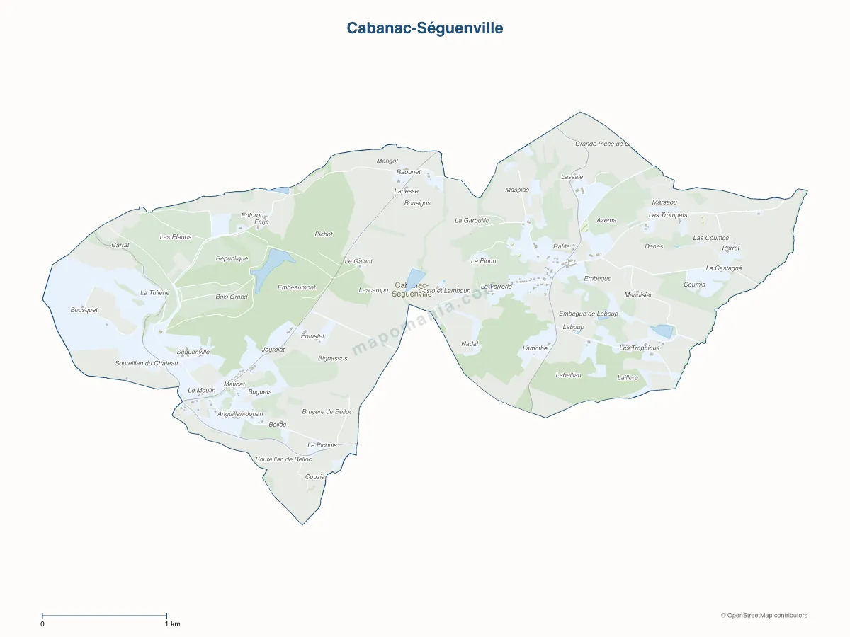 Carte de Cabanac-Séguenville à personnaliser