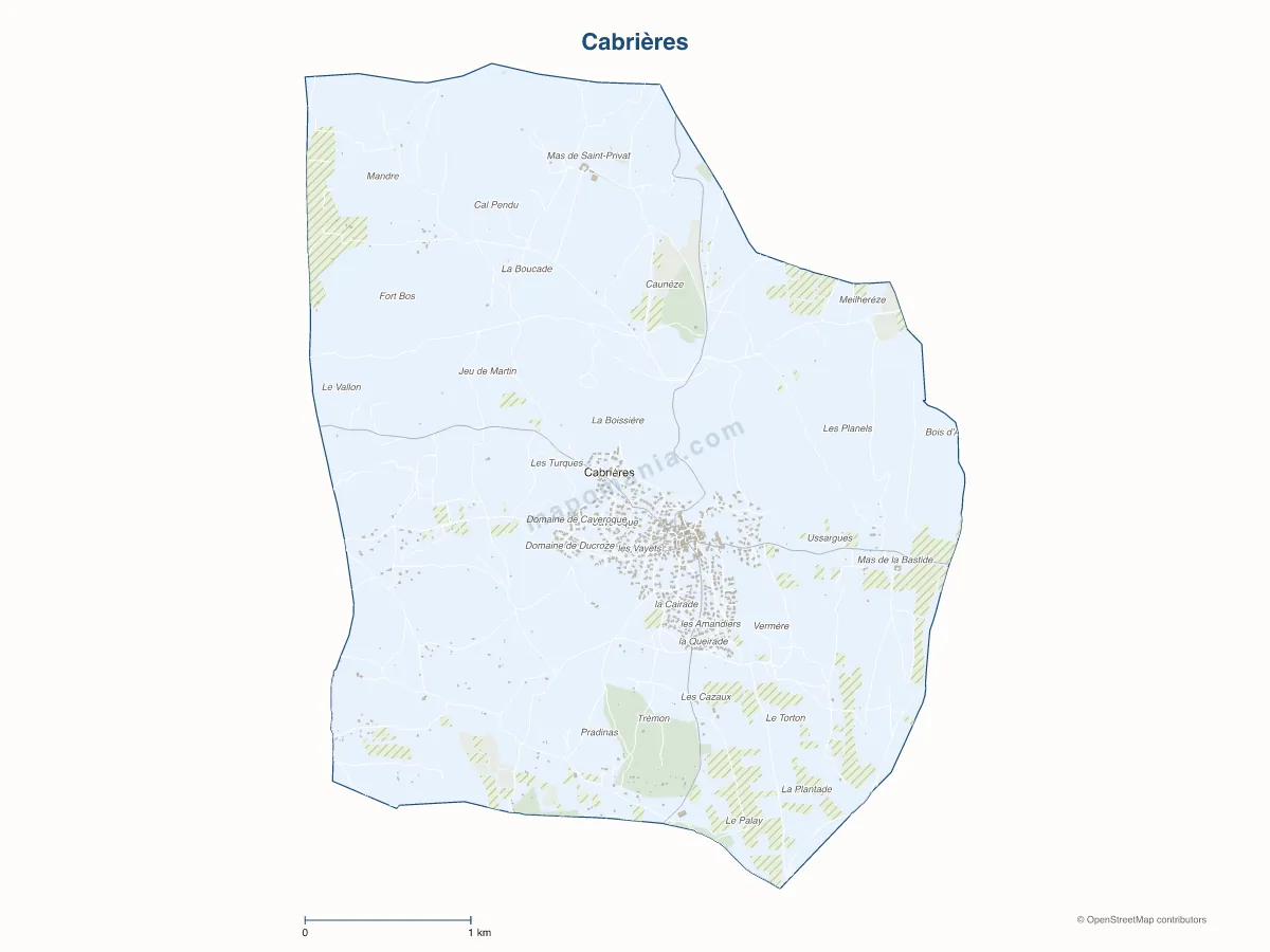 Carte de Cabrières à personnaliser