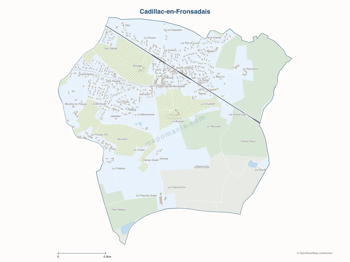 Carte de Cadillac-en-Fronsadais à personnaliser