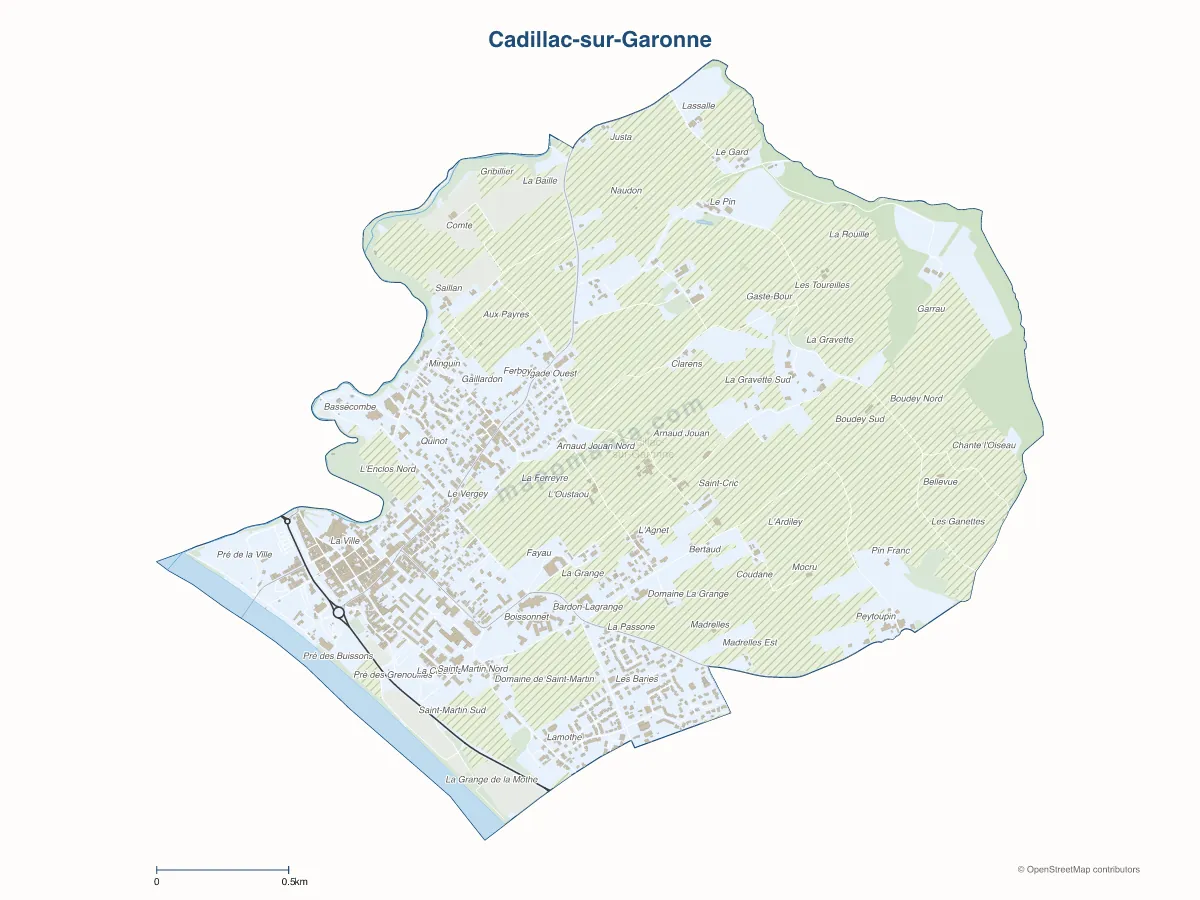 Carte de Cadillac-sur-Garonne à personnaliser