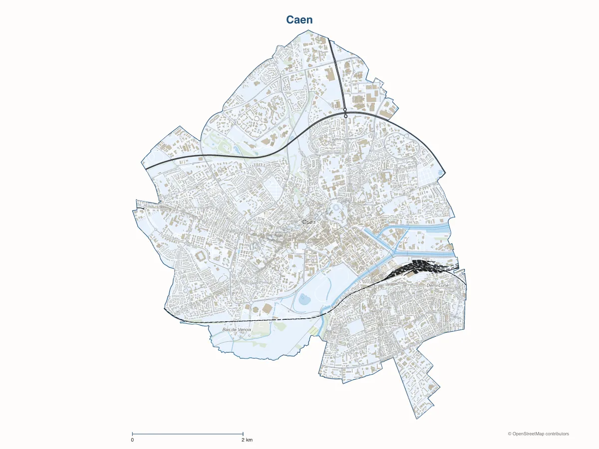 Carte de Caen à personnaliser
