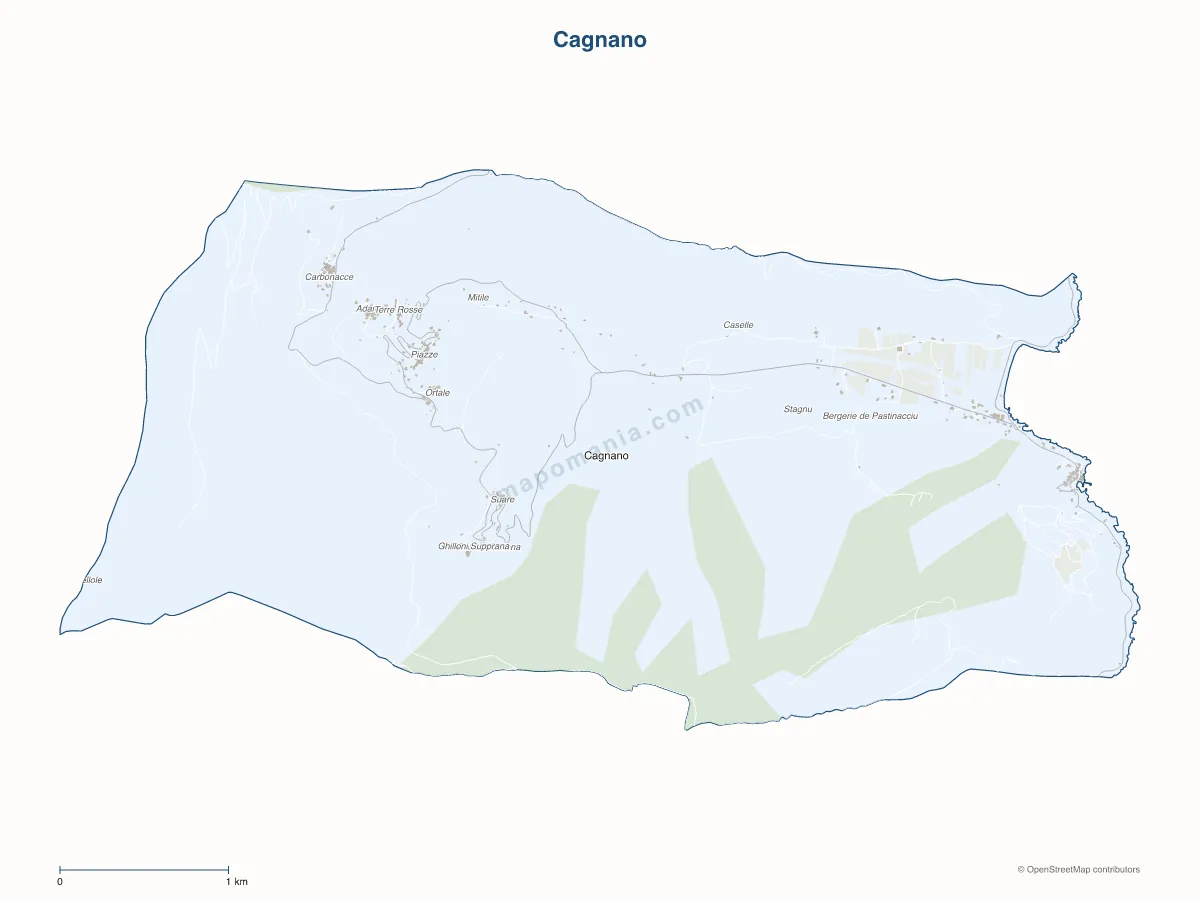 Carte de Cagnano à personnaliser