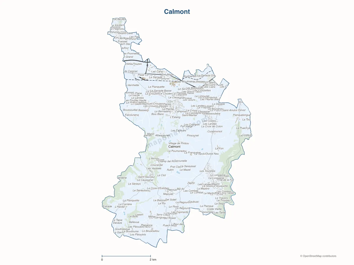 Carte de Calmont à personnaliser