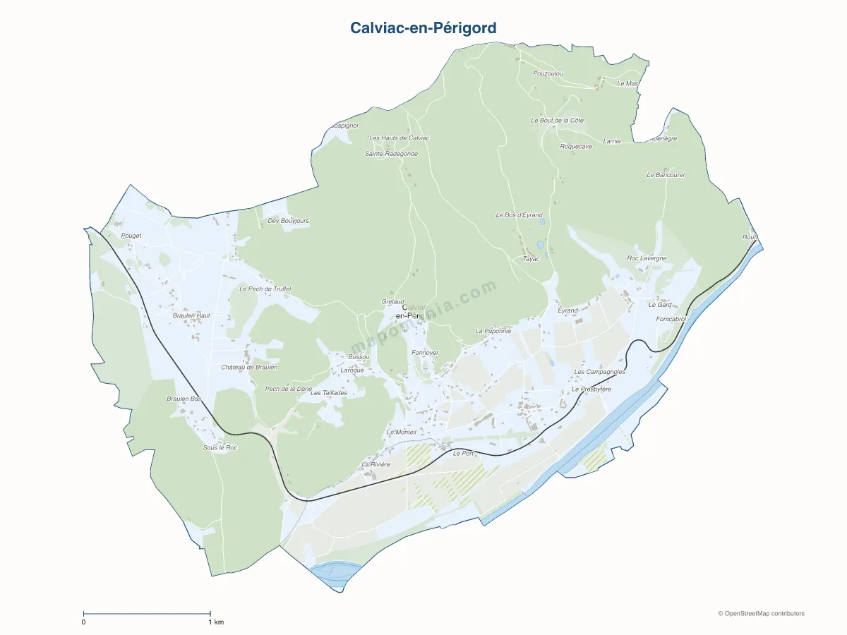 Carte de Calviac-en-Périgord à personnaliser