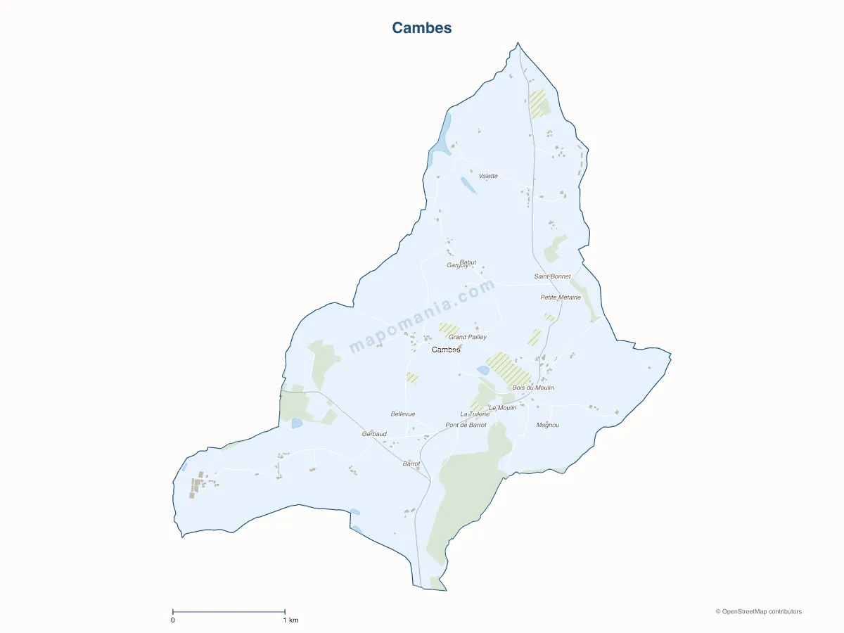 Carte de Cambes à personnaliser